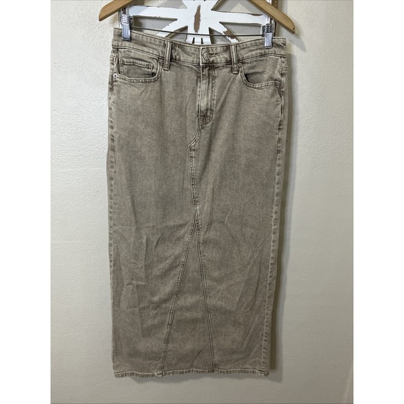 American Eagle Outfitters Dresses & Skirts - American Eagle Stretch Size 6 Beige Low Rise Maxi Skirt A-Line Denim Jean *J50